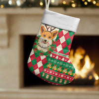 Wales Corgi Christmas Stocking Seamless Cute Dog Argyle Pattern - Wonder Print Shop