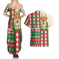 Wales Corgi Christmas Couples Matching Summer Maxi Dress and Hawaiian Shirt Seamless Cute Dog Argyle Pattern - Wonder Print Shop