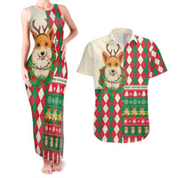 Wales Corgi Christmas Couples Matching Tank Maxi Dress and Hawaiian Shirt Seamless Cute Dog Argyle Pattern - Wonder Print Shop