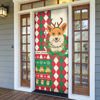 Wales Corgi Christmas Door Cover Seamless Cute Dog Argyle Pattern - Wonder Print Shop
