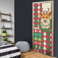 Wales Corgi Christmas Door Cover Seamless Cute Dog Argyle Pattern - Wonder Print Shop