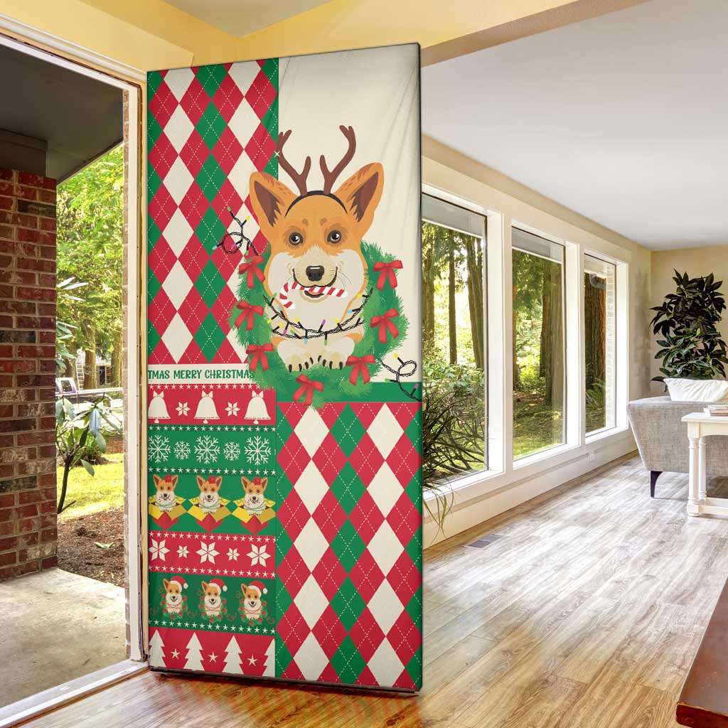 Wales Corgi Christmas Door Cover Seamless Cute Dog Argyle Pattern - Wonder Print Shop