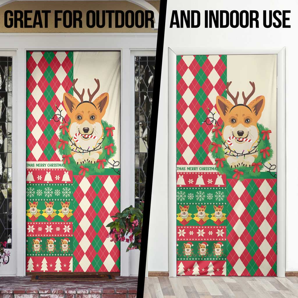 Wales Corgi Christmas Door Cover Seamless Cute Dog Argyle Pattern - Wonder Print Shop