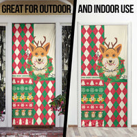 Wales Corgi Christmas Door Cover Seamless Cute Dog Argyle Pattern - Wonder Print Shop