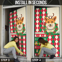 Wales Corgi Christmas Door Cover Seamless Cute Dog Argyle Pattern - Wonder Print Shop