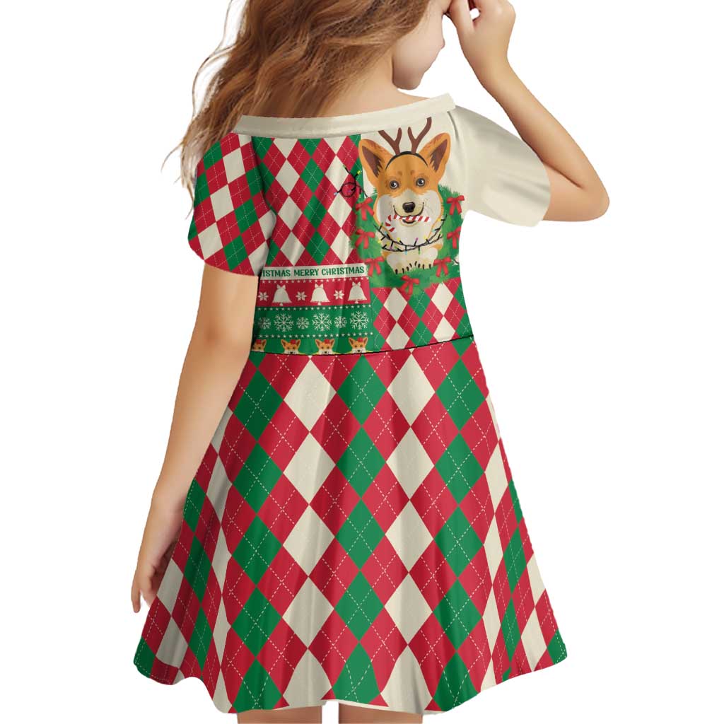 Wales Corgi Christmas Family Matching Long Sleeve Bodycon Dress and Hawaiian Shirt Seamless Cute Dog Argyle Pattern - Wonder Print Shop