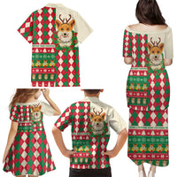 Wales Corgi Christmas Family Matching Puletasi and Hawaiian Shirt Seamless Cute Dog Argyle Pattern - Wonder Print Shop