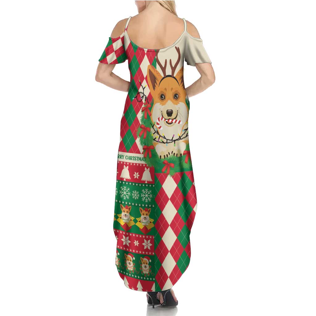Wales Corgi Christmas Family Matching Summer Maxi Dress and Hawaiian Shirt Seamless Cute Dog Argyle Pattern - Wonder Print Shop