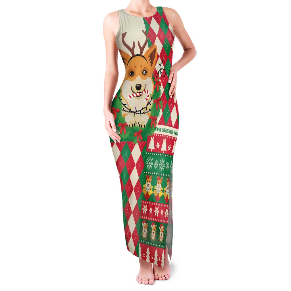 Wales Corgi Christmas Family Matching Tank Maxi Dress and Hawaiian Shirt Seamless Cute Dog Argyle Pattern - Wonder Print Shop