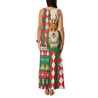 Wales Corgi Christmas Family Matching Tank Maxi Dress and Hawaiian Shirt Seamless Cute Dog Argyle Pattern - Wonder Print Shop