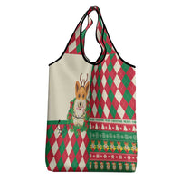 Wales Corgi Christmas Grocery Bag Seamless Cute Dog Argyle Pattern - Wonder Print Shop