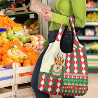 Wales Corgi Christmas Grocery Bag Seamless Cute Dog Argyle Pattern - Wonder Print Shop