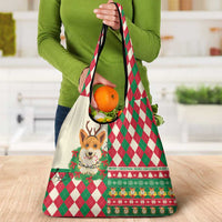 Wales Corgi Christmas Grocery Bag Seamless Cute Dog Argyle Pattern - Wonder Print Shop