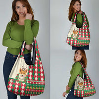 Wales Corgi Christmas Grocery Bag Seamless Cute Dog Argyle Pattern - Wonder Print Shop