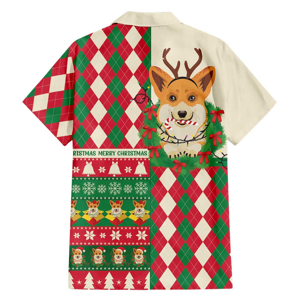 Wales Corgi Christmas Hawaiian Shirt Seamless Cute Dog Argyle Pattern - Wonder Print Shop