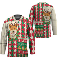 Wales Corgi Christmas Hockey Jersey Seamless Cute Dog Argyle Pattern - Wonder Print Shop