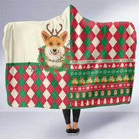 Wales Corgi Christmas Hooded Blanket Seamless Cute Dog Argyle Pattern - Wonder Print Shop