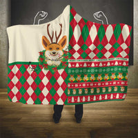Wales Corgi Christmas Hooded Blanket Seamless Cute Dog Argyle Pattern - Wonder Print Shop