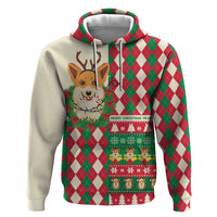Wales Corgi Christmas Hoodie Seamless Cute Dog Argyle Pattern - Wonder Print Shop