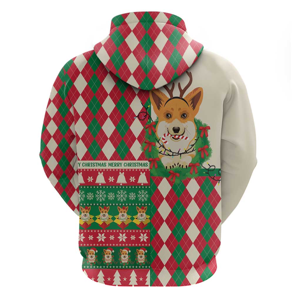 Wales Corgi Christmas Hoodie Seamless Cute Dog Argyle Pattern - Wonder Print Shop