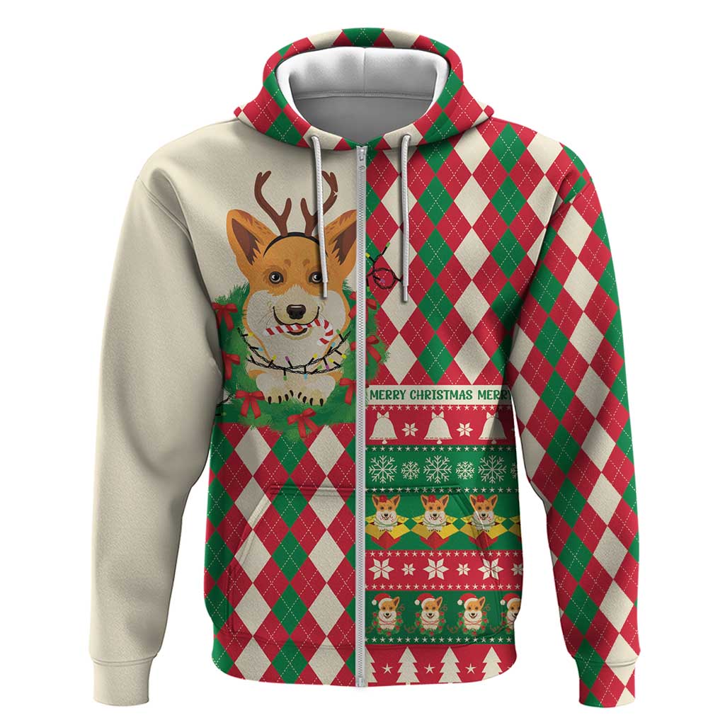 Wales Corgi Christmas Hoodie Seamless Cute Dog Argyle Pattern - Wonder Print Shop