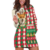 Wales Corgi Christmas Hoodie Dress Seamless Cute Dog Argyle Pattern - Wonder Print Shop