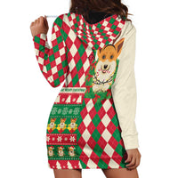 Wales Corgi Christmas Hoodie Dress Seamless Cute Dog Argyle Pattern - Wonder Print Shop