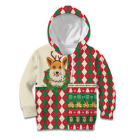 Wales Corgi Christmas Kid Hoodie Seamless Cute Dog Argyle Pattern - Wonder Print Shop