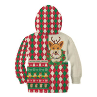 Wales Corgi Christmas Kid Hoodie Seamless Cute Dog Argyle Pattern - Wonder Print Shop