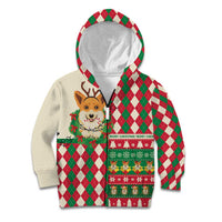 Wales Corgi Christmas Kid Hoodie Seamless Cute Dog Argyle Pattern - Wonder Print Shop