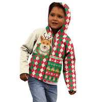 Wales Corgi Christmas Kid Hoodie Seamless Cute Dog Argyle Pattern - Wonder Print Shop