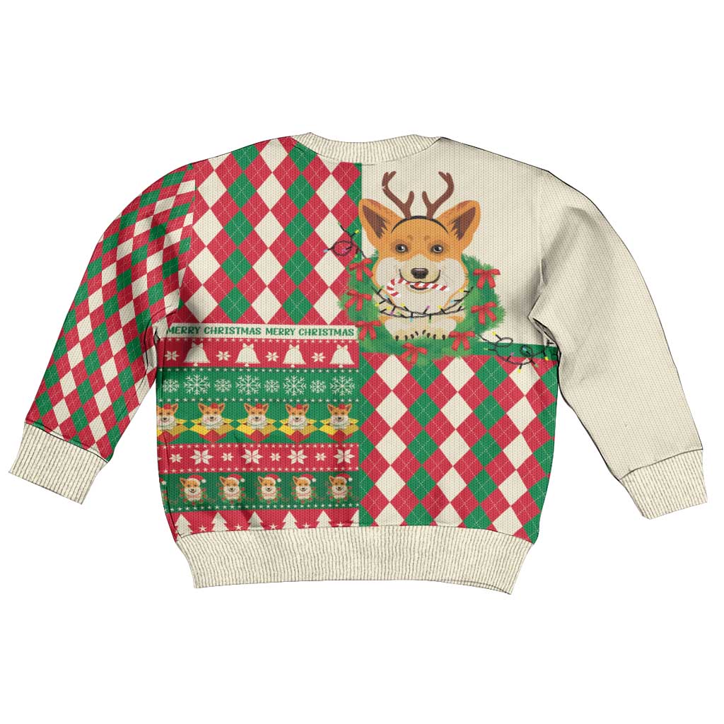 Wales Corgi Christmas Kid Ugly Christmas Sweater Seamless Cute Dog Argyle Pattern - Wonder Print Shop