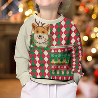 Wales Corgi Christmas Kid Ugly Christmas Sweater Seamless Cute Dog Argyle Pattern - Wonder Print Shop