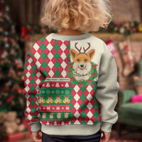Wales Corgi Christmas Kid Ugly Christmas Sweater Seamless Cute Dog Argyle Pattern - Wonder Print Shop