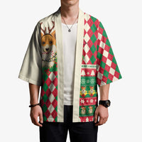 Wales Corgi Christmas Kimono Seamless Cute Dog Argyle Pattern - Wonder Print Shop