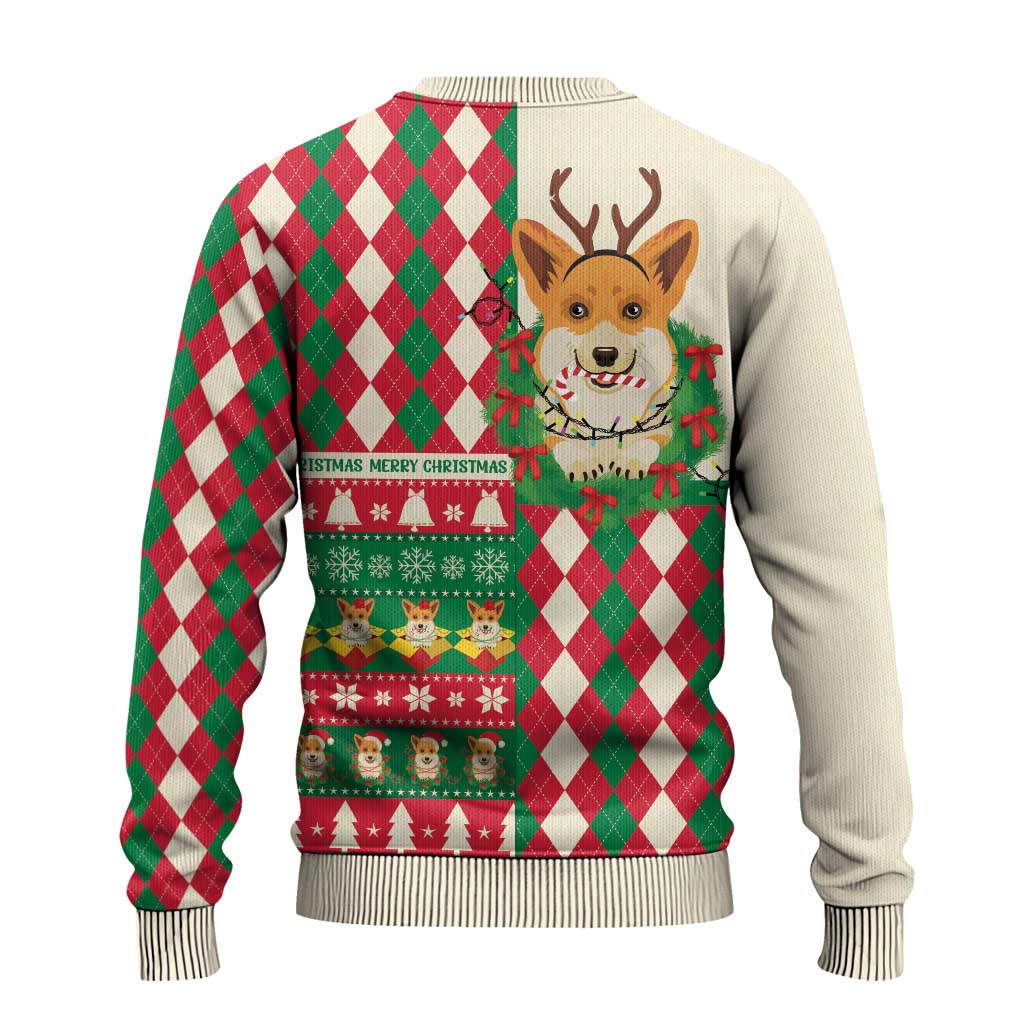 Wales Corgi Christmas Ugly Christmas Sweater Seamless Cute Dog Argyle Pattern - Wonder Print Shop
