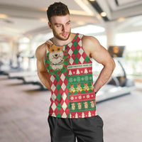 Wales Corgi Christmas Men Tank Top Seamless Cute Dog Argyle Pattern - Wonder Print Shop