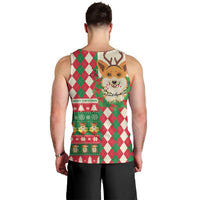 Wales Corgi Christmas Men Tank Top Seamless Cute Dog Argyle Pattern - Wonder Print Shop