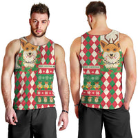 Wales Corgi Christmas Men Tank Top Seamless Cute Dog Argyle Pattern - Wonder Print Shop