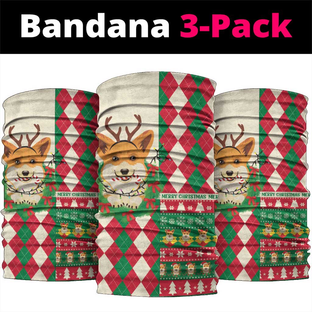 Wales Corgi Christmas Neck Gaiter Seamless Cute Dog Argyle Pattern - Wonder Print Shop