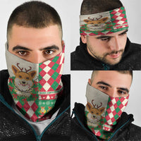 Wales Corgi Christmas Neck Gaiter Seamless Cute Dog Argyle Pattern - Wonder Print Shop