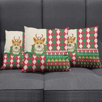 Wales Corgi Christmas Pillow Cover Seamless Cute Dog Argyle Pattern - Wonder Print Shop