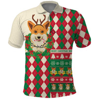 Wales Corgi Christmas Polo Shirt Seamless Cute Dog Argyle Pattern - Wonder Print Shop
