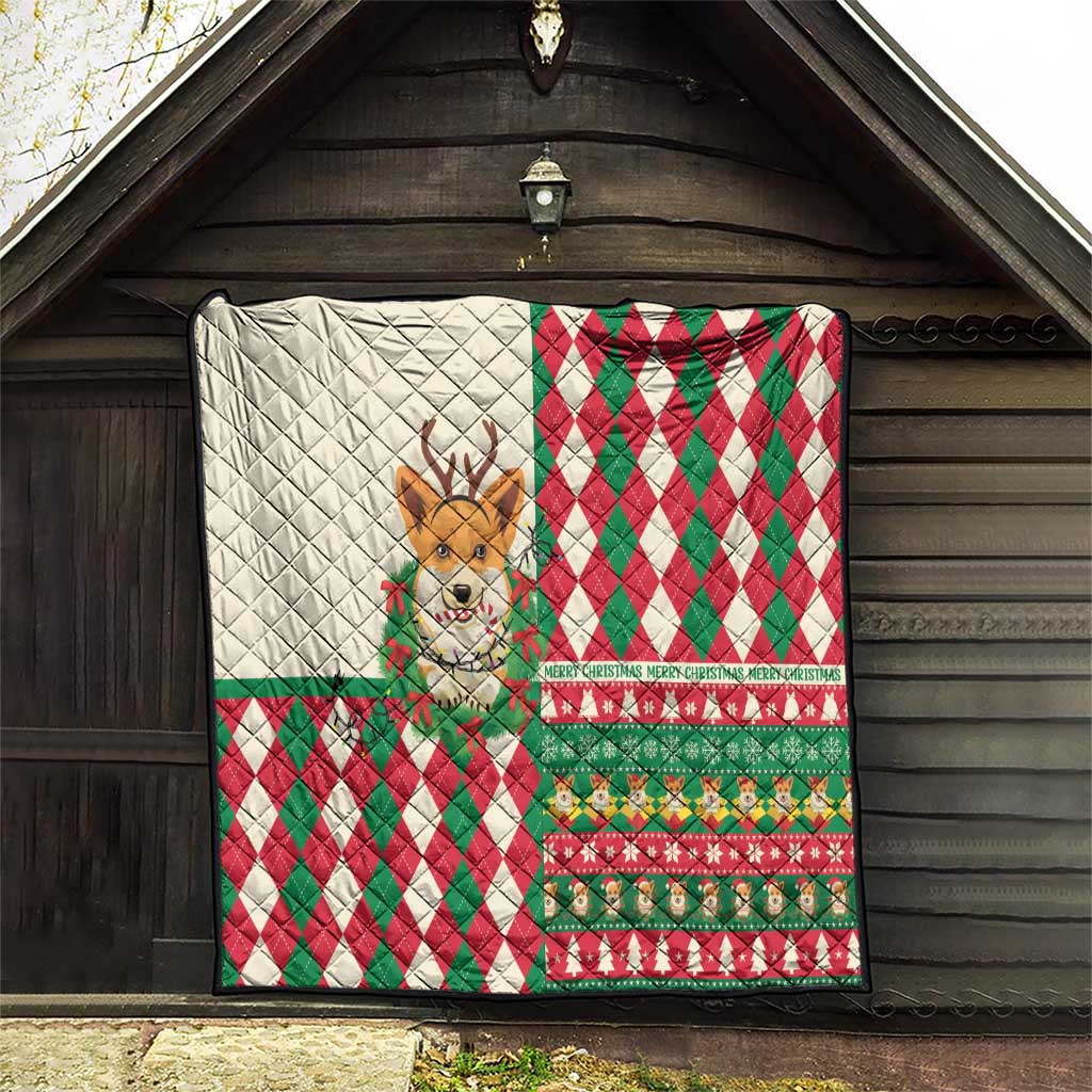 Wales Corgi Christmas Quilt Seamless Cute Dog Argyle Pattern - Wonder Print Shop