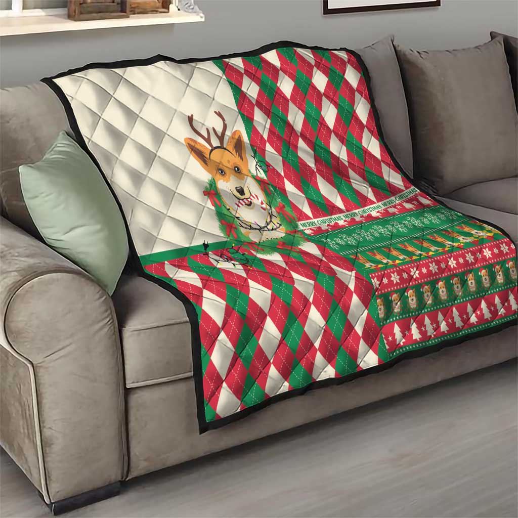 Wales Corgi Christmas Quilt Seamless Cute Dog Argyle Pattern - Wonder Print Shop