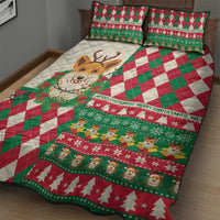 Wales Corgi Christmas Quilt Bed Set Seamless Cute Dog Argyle Pattern - Wonder Print Shop