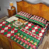 Wales Corgi Christmas Quilt Bed Set Seamless Cute Dog Argyle Pattern - Wonder Print Shop