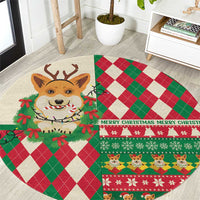 Wales Corgi Christmas Round Carpet Seamless Cute Dog Argyle Pattern - Wonder Print Shop