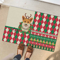 Wales Corgi Christmas Rubber Doormat Seamless Cute Dog Argyle Pattern - Wonder Print Shop