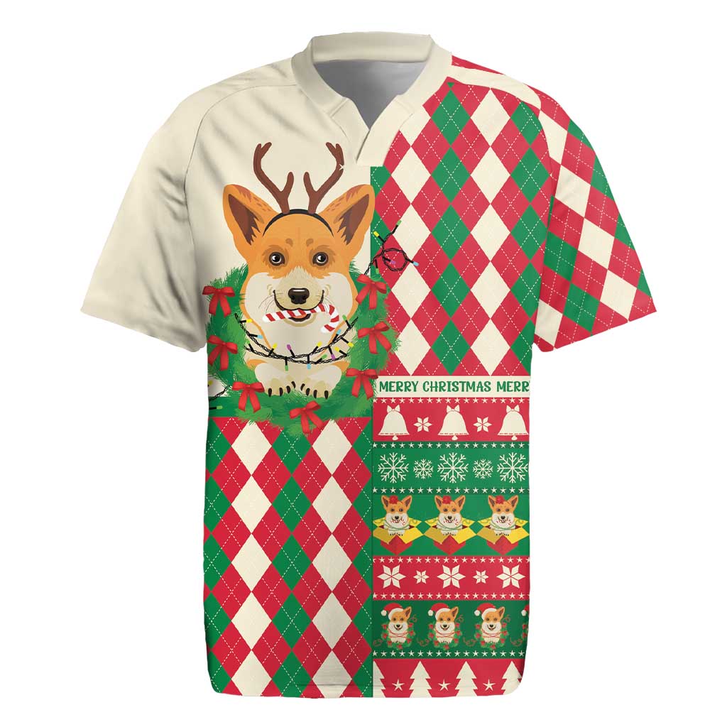 Wales Corgi Christmas Rugby Jersey Seamless Cute Dog Argyle Pattern - Wonder Print Shop